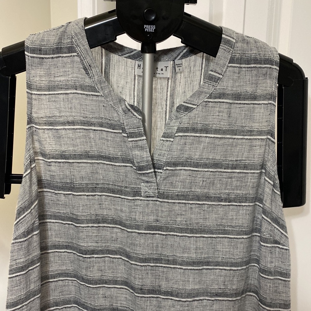 Sz S-M🇨🇦⭐️Like New Habitat Grey 💯% Linen Sleeveless Dress. PTP Approx 21”